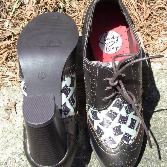 Lindy Bop Wingtip Cat Design 3 inch Heel Shoes NWOT - size UK 5/EU 38/US 7.5 - Picture 6 of 9